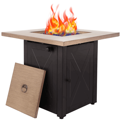 Outdoor Gas Fire Pit Table Square Outdside Propane Patio Firetable.