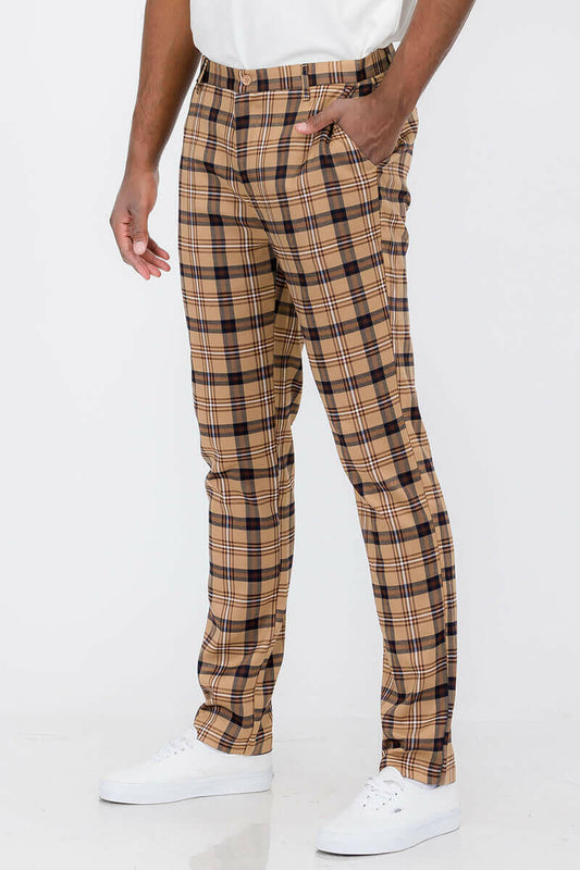 Plaid Slim Fit Trouser Pants.