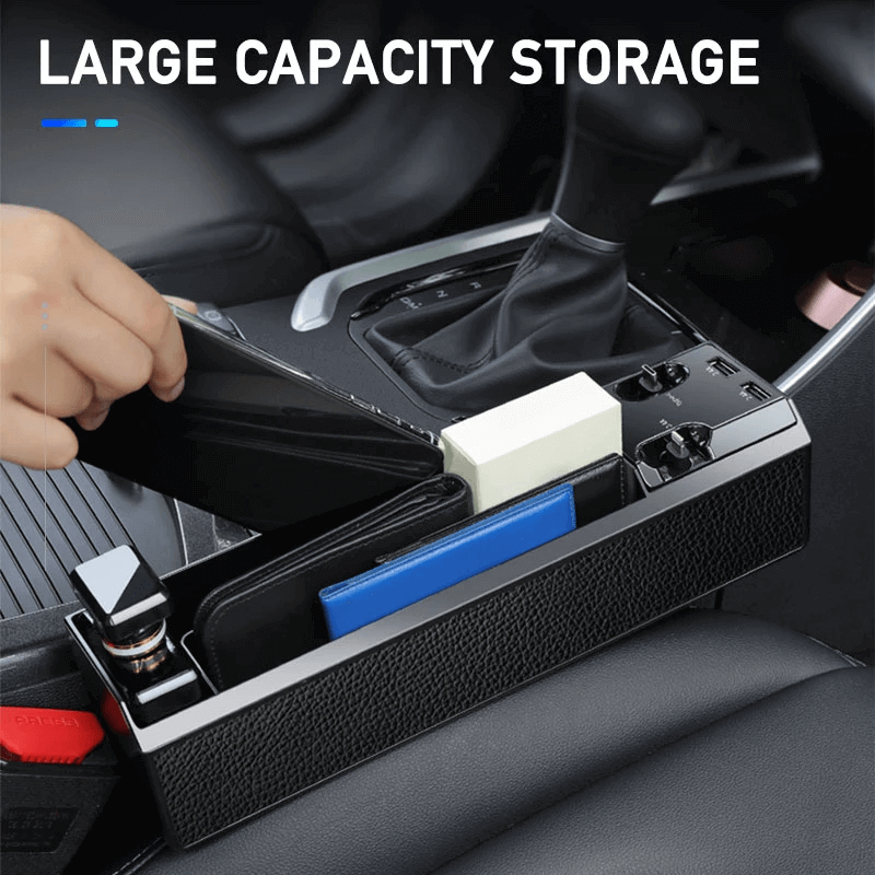 Car Seat Side Organizer with Charger Cable Car Seat Gap Storage Box.