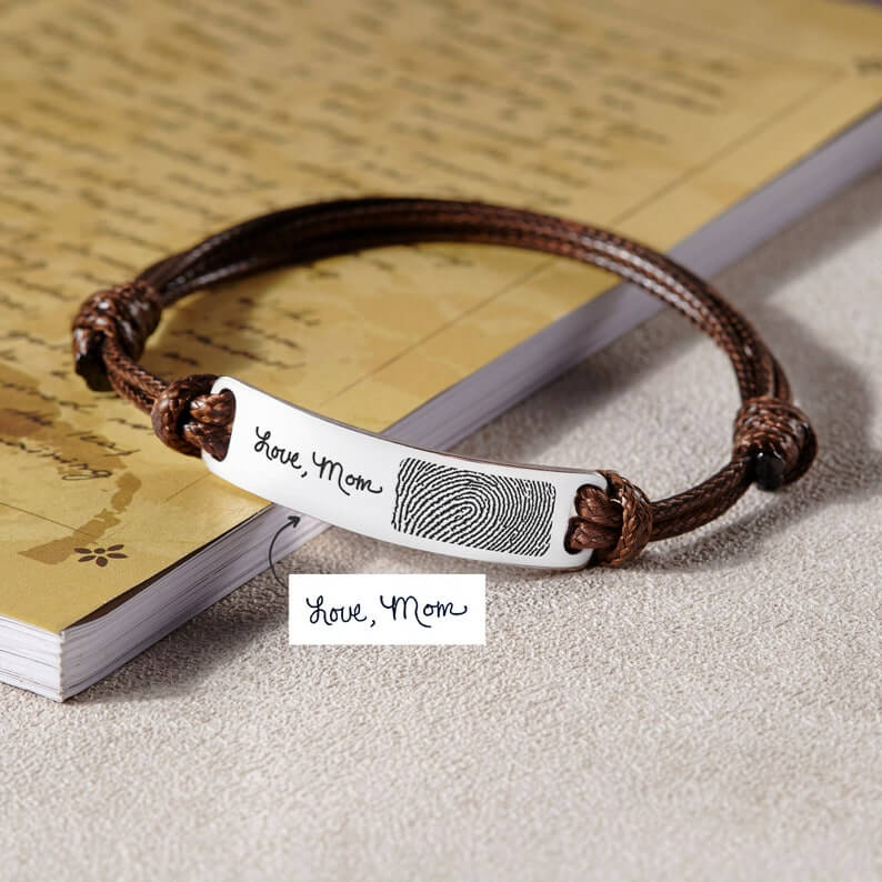 Fingerprint Handwriting Bracelet, Bracelet for Men