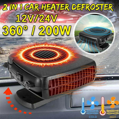 Powerful 200W 2 in 1 Car Heater Windshield Defroster.