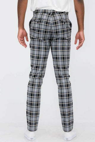 Plaid Slim Fit Trouser Pants.