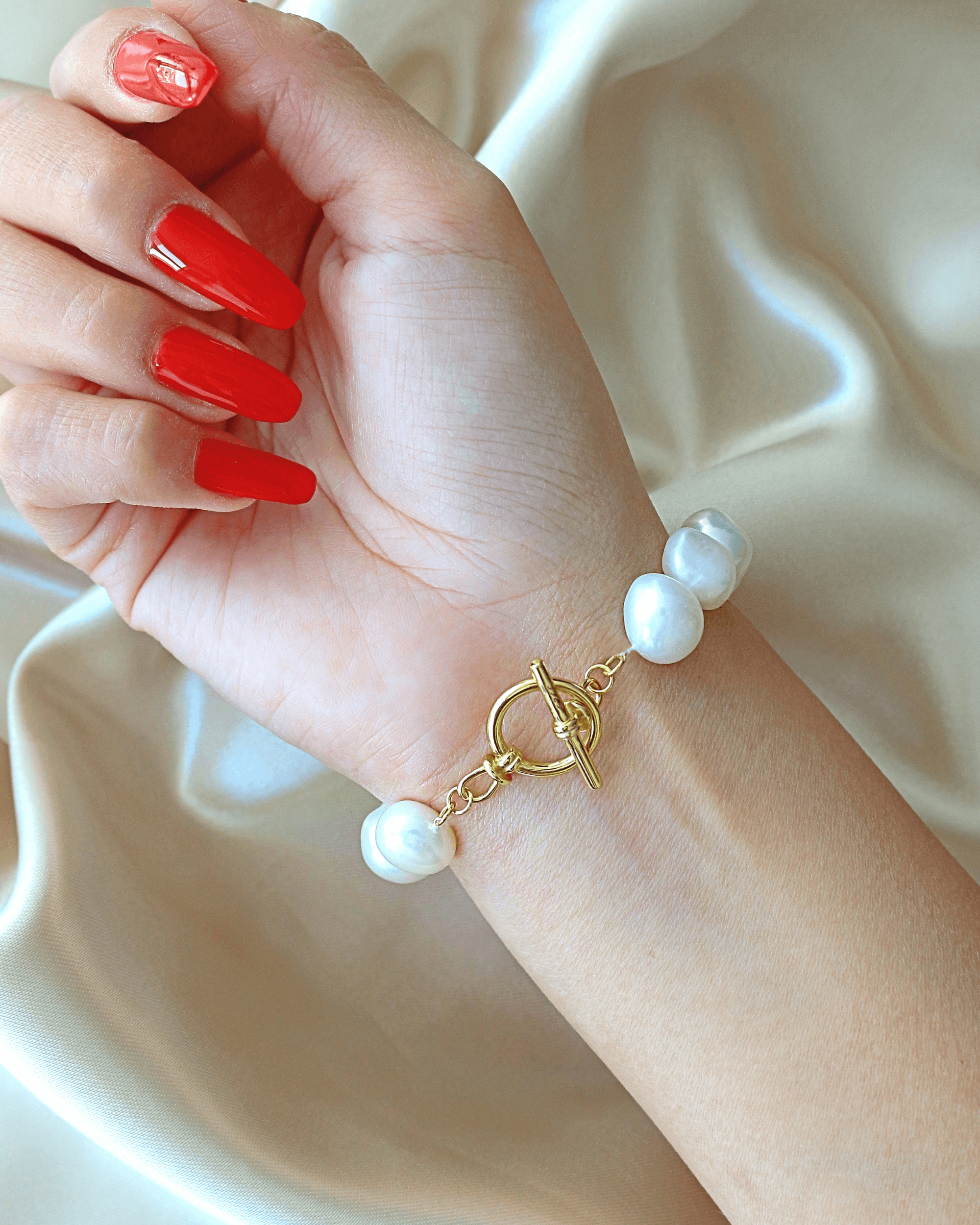 Baroque Genuine Freshwater Pearls &amp; 925 Sterling Silver Bracelet