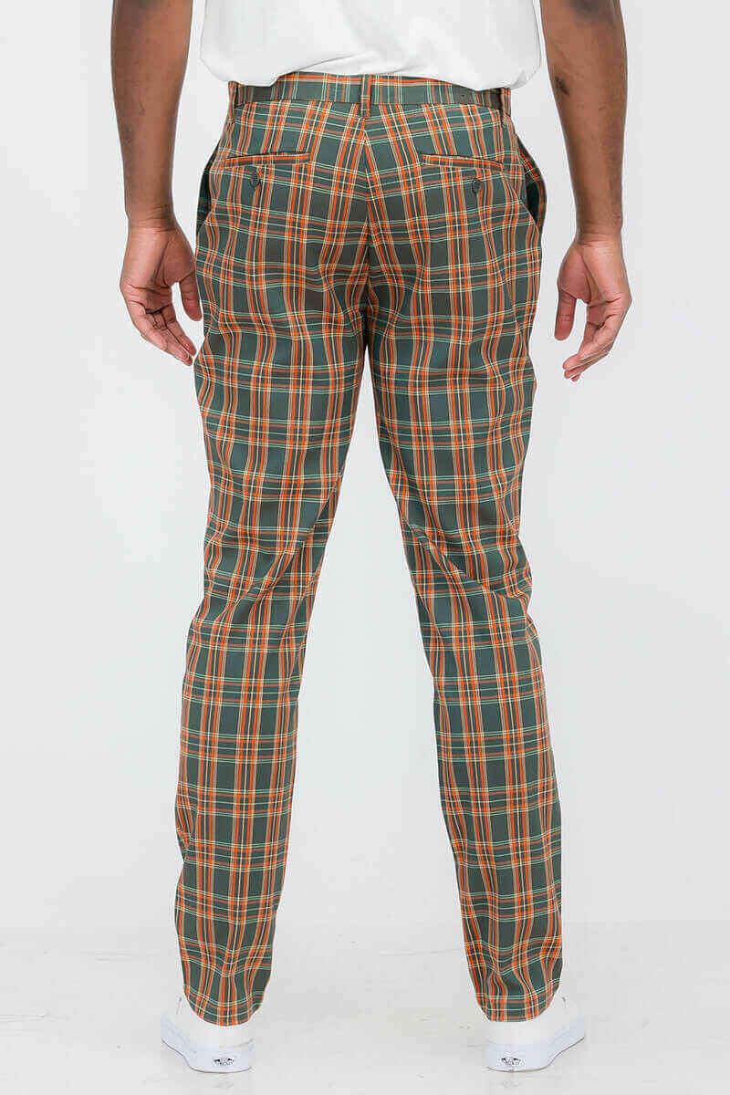 Plaid Slim Fit Trouser Pants.