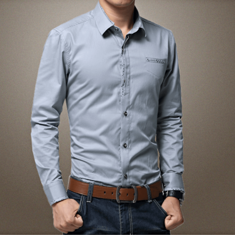 Mens Shirt with Contrasting Pocket and Cuff Details.