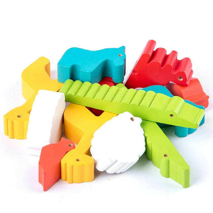 Wooden Blocks Balance Animal Game Toys for Children Montessori.