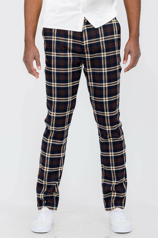 Plaid Slim Fit Trouser Pants.