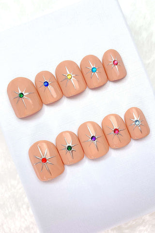 “Mini Rainbow” Press On Nails Set