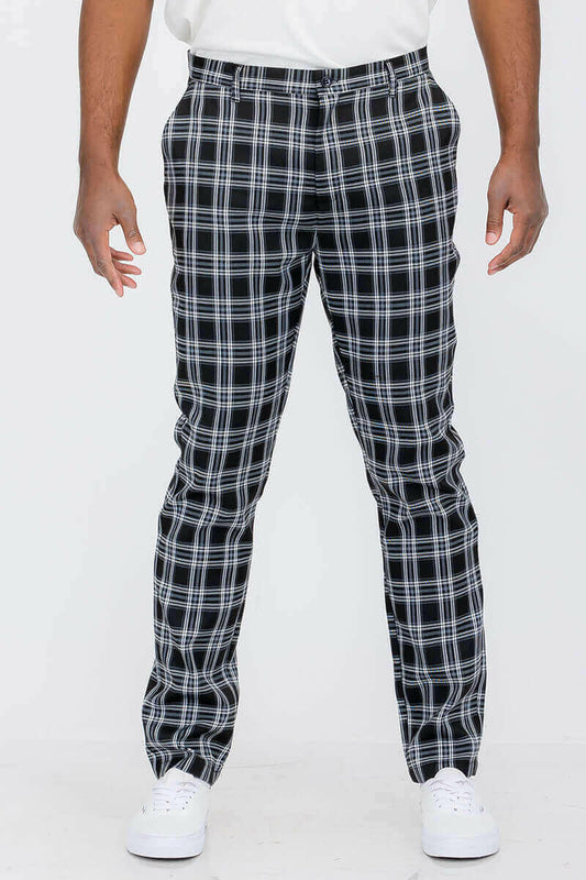 Plaid Slim Fit Trouser Pants.