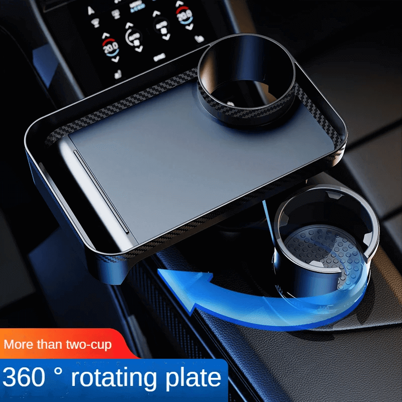 Multifunctional Car Cup Holder with Attachable Tray 360° Swivel.