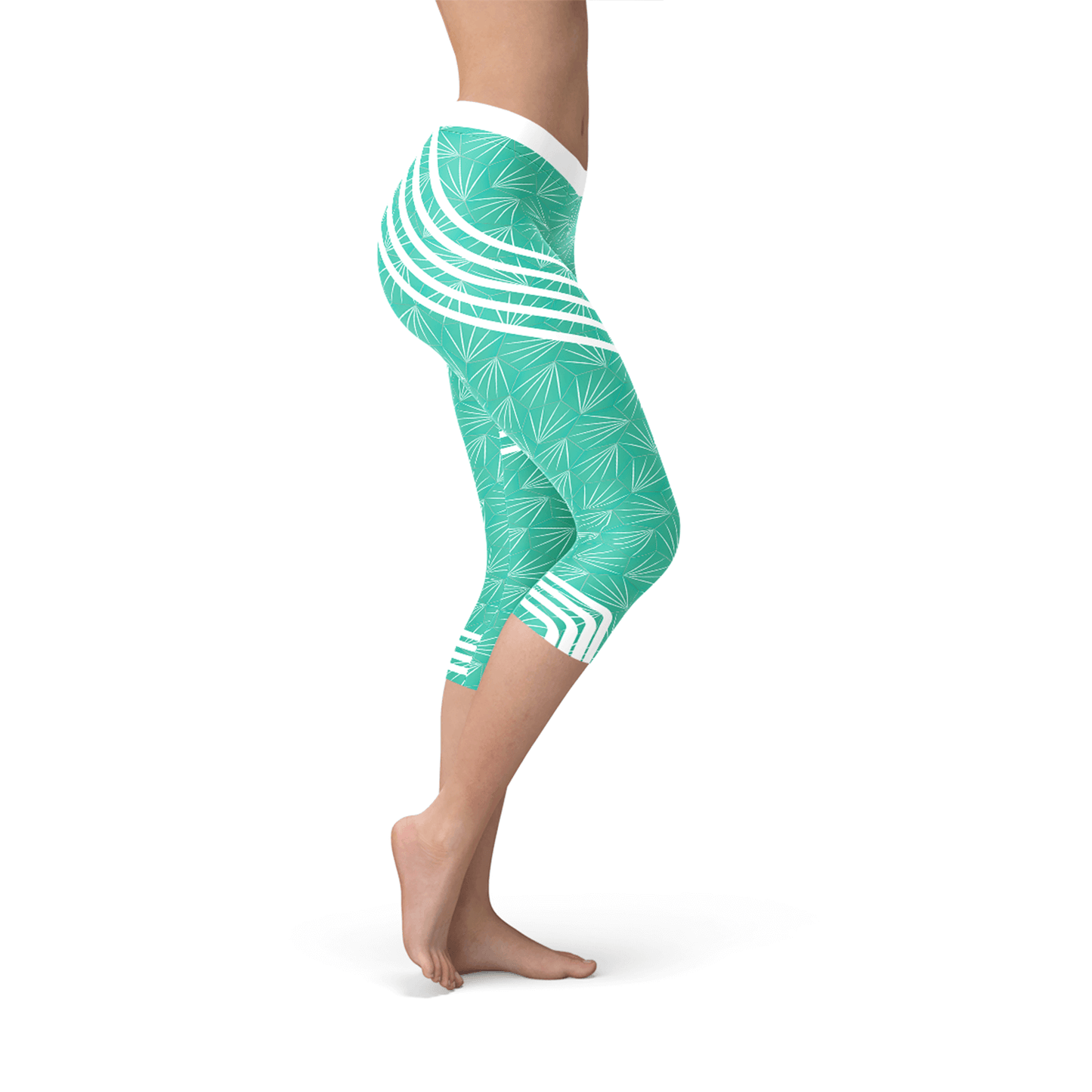 Turquoise Sports Capri Leggings.