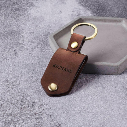 Engraved Leather Keychain For Men, Personalized Alumium Keychain Gifts.