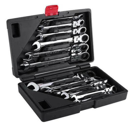 Pro Spanner Wrench Ratchet Polished Set Kit Metric 8 -19mm Car Tools.