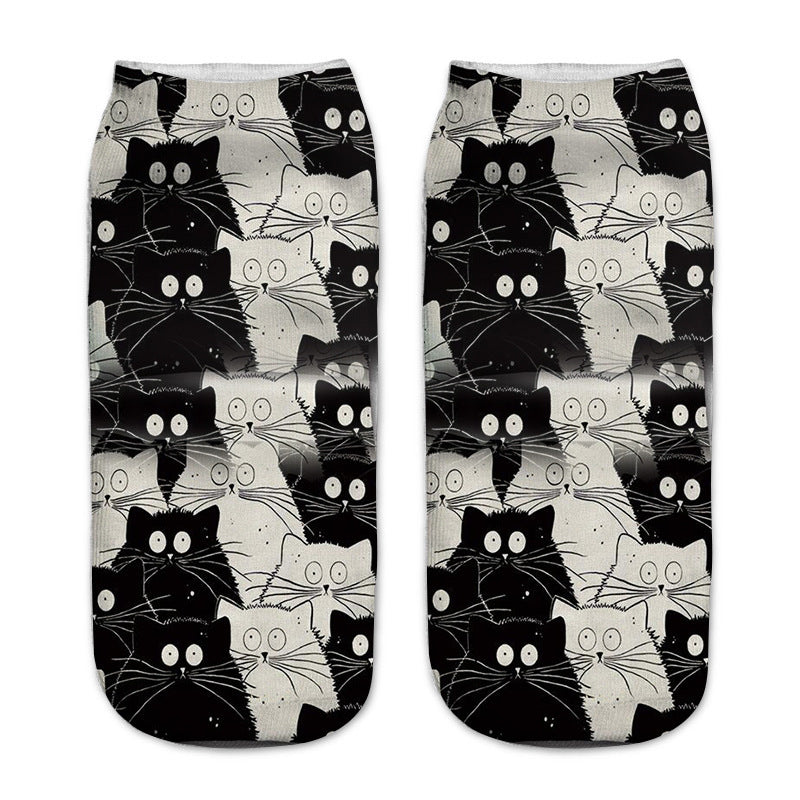 Cute Cat Series 3D Digital Print Socks for Kids