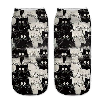 Cute Cat Series 3D Digital Print Socks for Kids