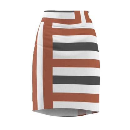 Womens Skirt, Brown and Grey Stripes Pencil Skirt, S43625.