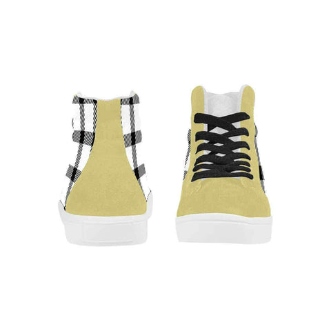 Sneakers For Men, Black And White Buffalo Plaid High Top Sports Shoes.