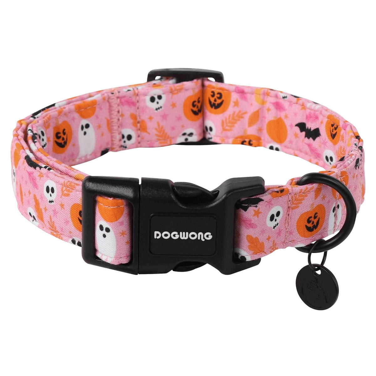 DOGWONG Pink Halloween Cotton Dog Collar - Extra Large