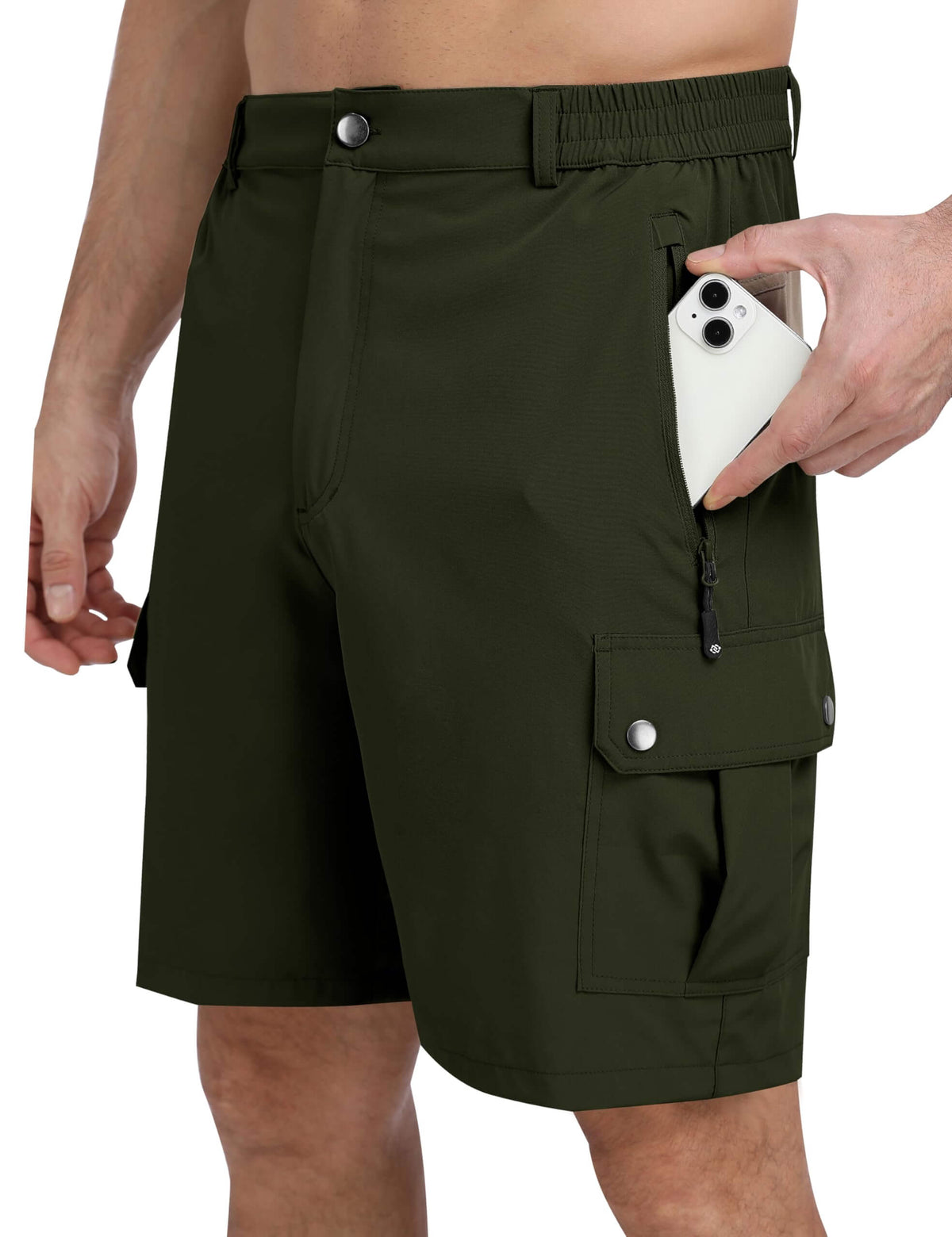 MoFiz Men’s Quick-Dry Cargo Shorts, Army Green