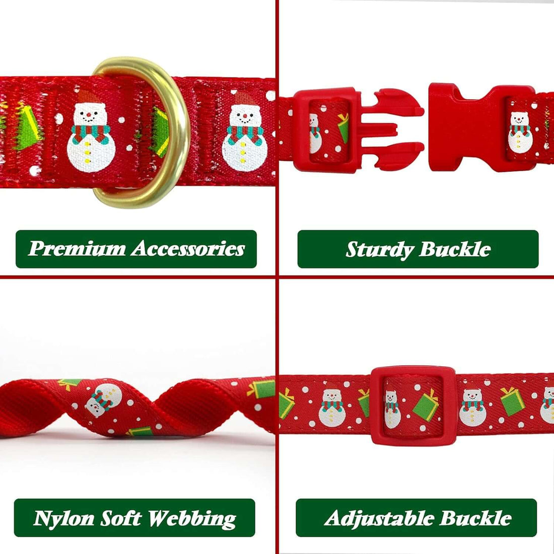 azuza Christmas Snowman Dog Collar with Removable Antler Bowtie