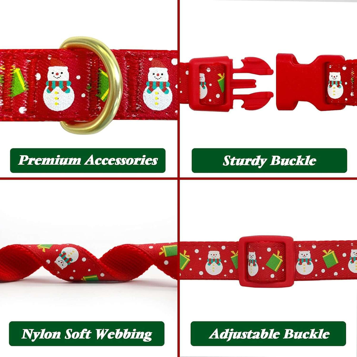azuza Christmas Snowman Dog Collar with Removable Antler Bowtie