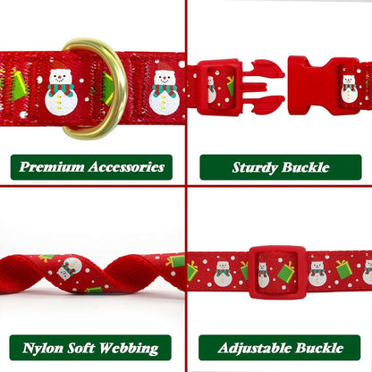 azuza Christmas Snowman Dog Collar with Removable Antler Bowtie