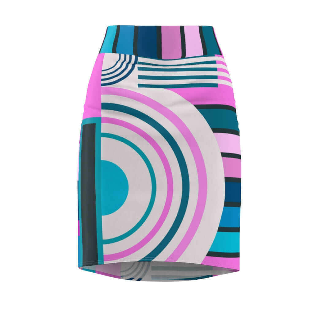 Womens Skirt, Pink and Blue High Waist Pencil Skirt, S19817.