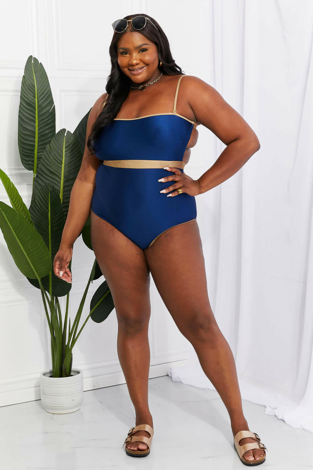 Marina West Swim Wave Break Contrast Trim One-Piece.