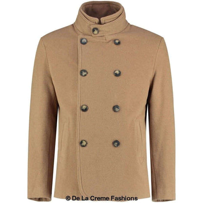 De La Creme MAN - Men's Wool Blend Double Breasted Short Reefer Coat