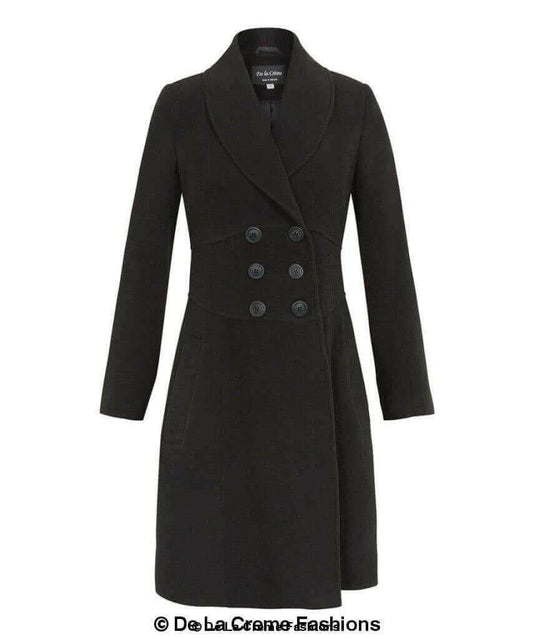 De La Creme - Womens Slim Fit Double Breasted Roll Collared Coat.