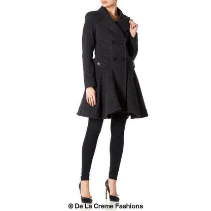 Wool Blend Double Breasted Skater Coat (1102).