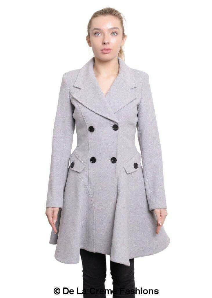 Wool Blend Double Breasted Skater Coat (1102).