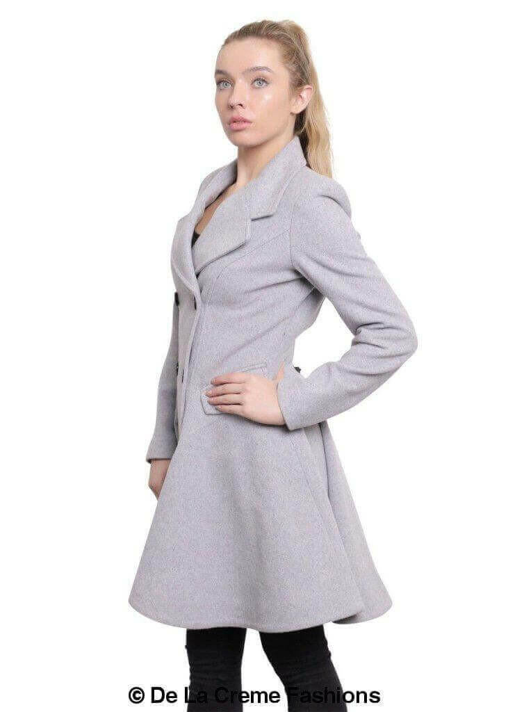 Wool Blend Double Breasted Skater Coat (1102).