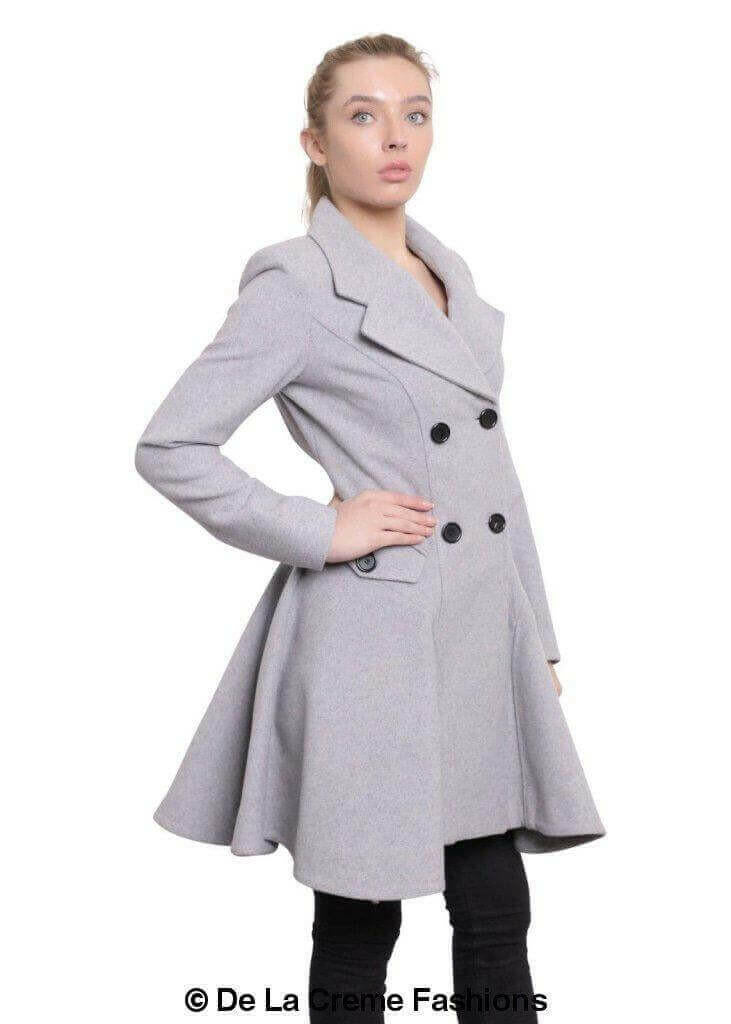 Wool Blend Double Breasted Skater Coat (1102).