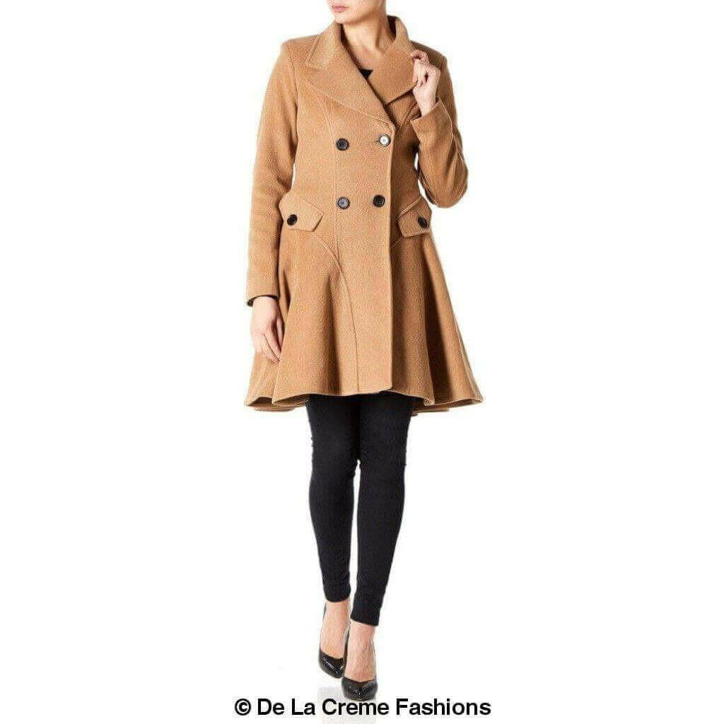 Wool Blend Double Breasted Skater Coat (1102).