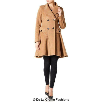 Wool Blend Double Breasted Skater Coat (1102).