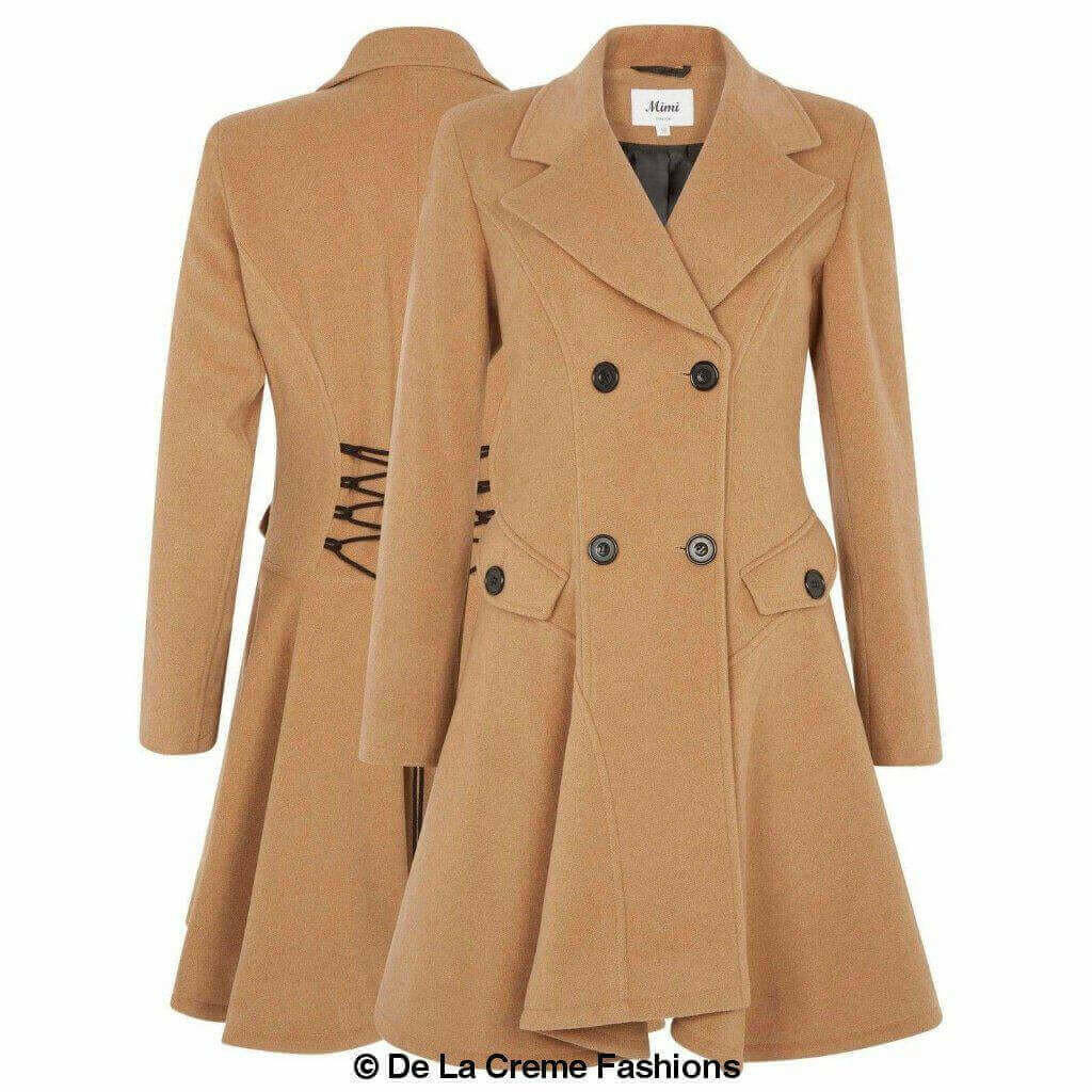 Wool Blend Double Breasted Skater Coat (1102).