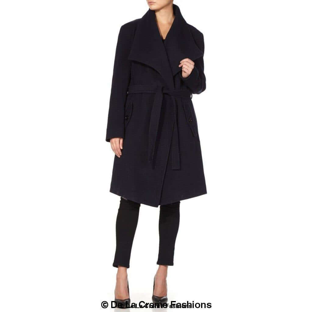 De La Creme Womens Wool Blend Large Lapel Duster Coat