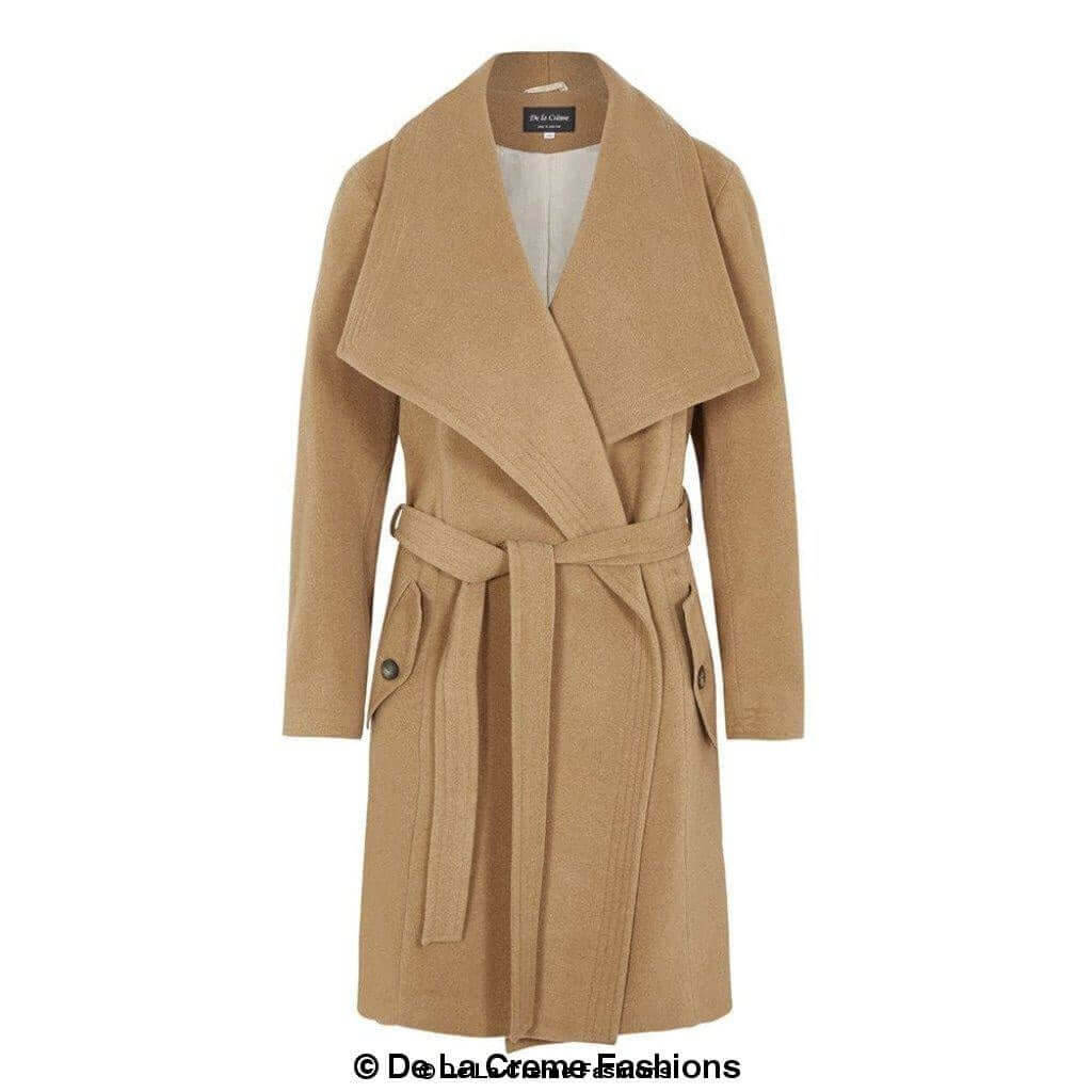 De La Creme Womens Wool Blend Large Lapel Duster Coat