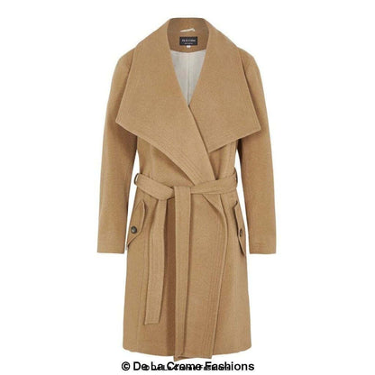 De La Creme Womens Wool Blend Large Lapel Duster Coat