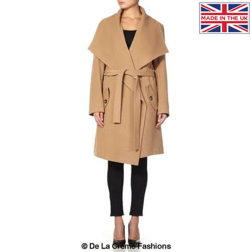 De La Creme Womens Wool Blend Large Lapel Duster Coat