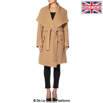 De La Creme Womens Wool Blend Large Lapel Duster Coat