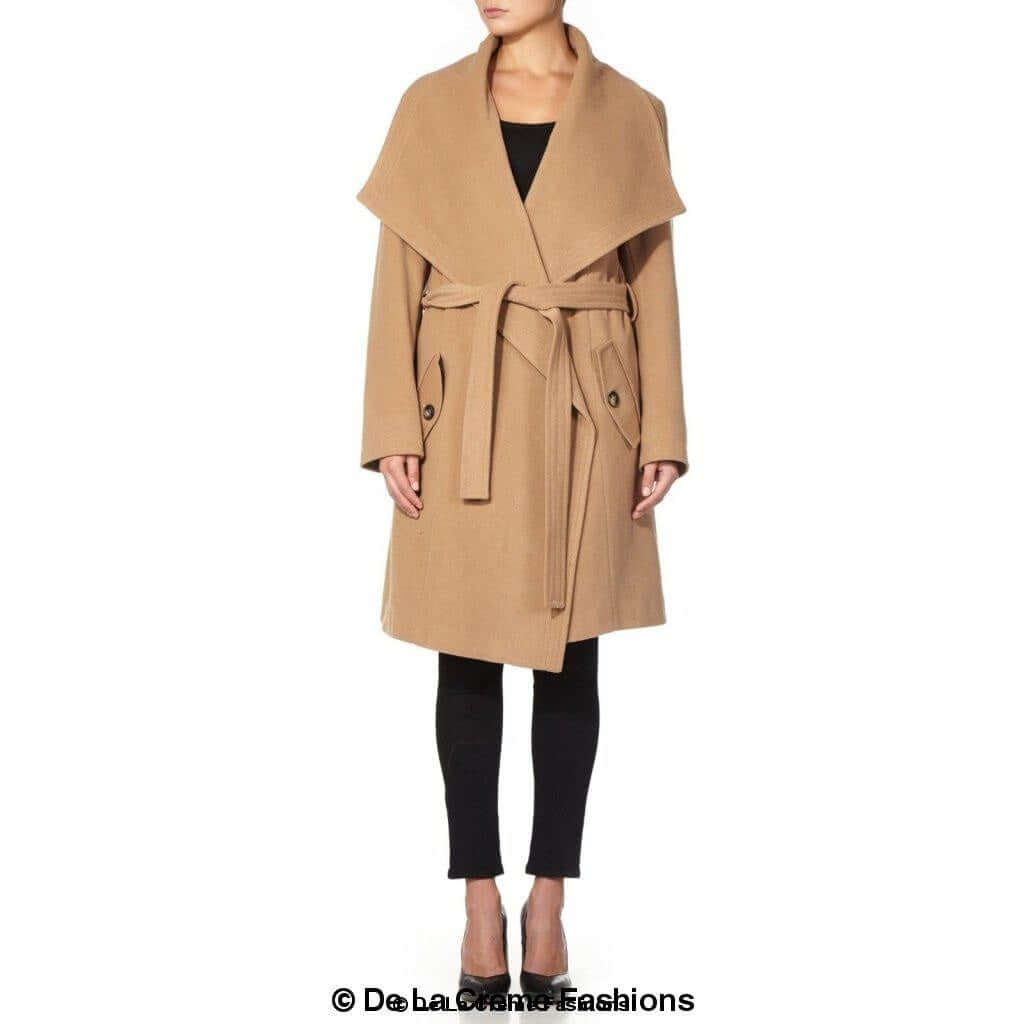 De La Creme Womens Wool Blend Large Lapel Duster Coat