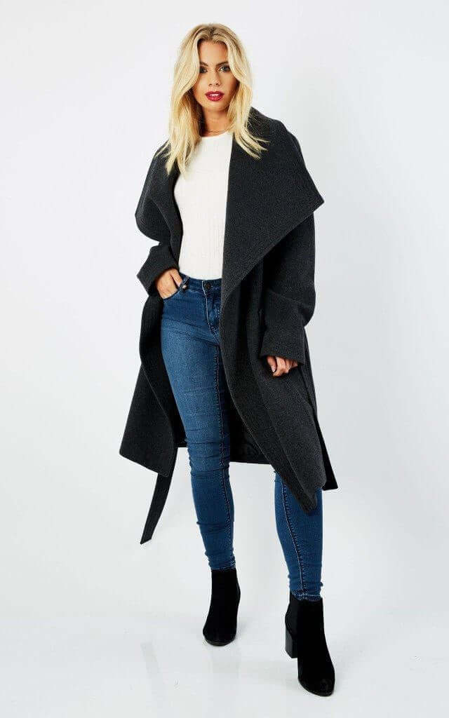 wool blend duster coat