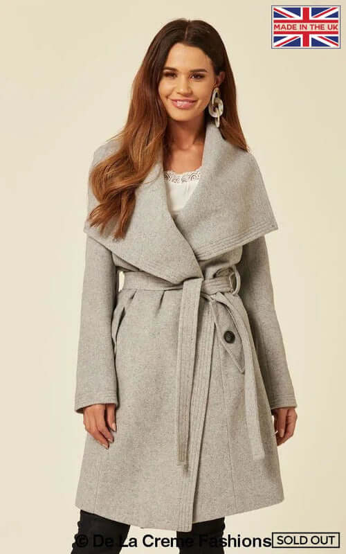 De La Creme Womens Wool Blend Large Lapel Duster Coat