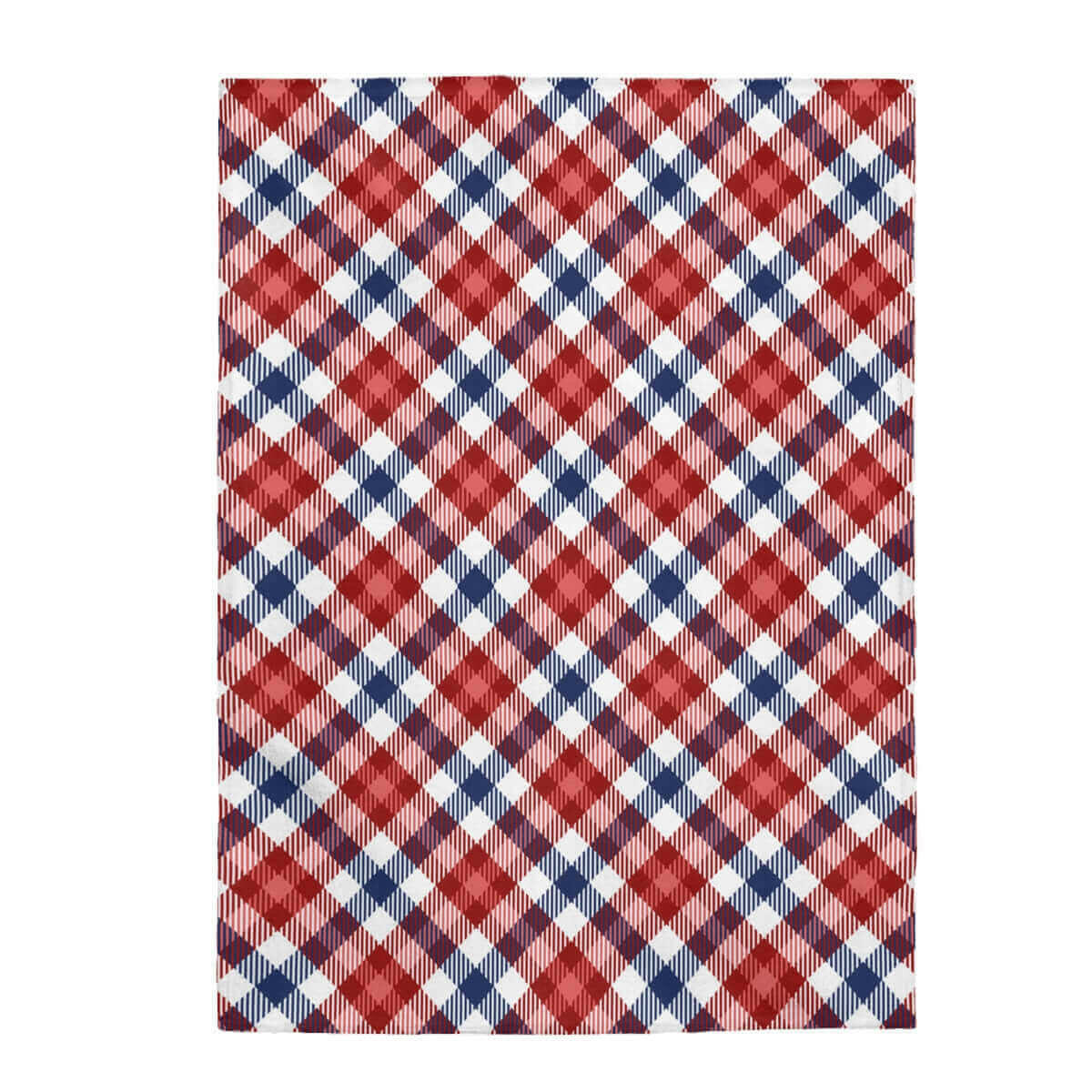 Red and Blue Plaid Plush Blanket Throw.