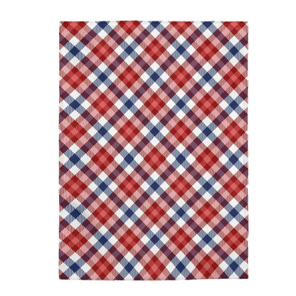 Red and Blue Plaid Plush Blanket Throw.