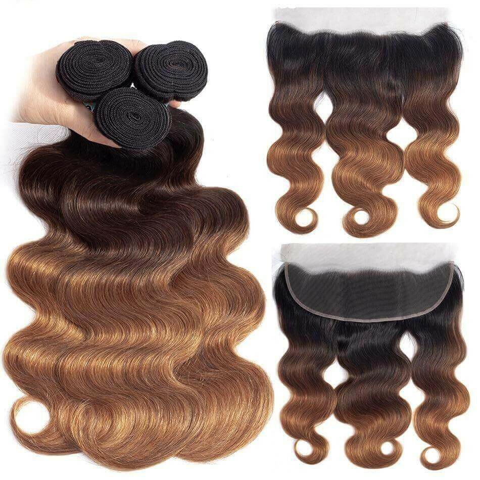 10A Grade #1B/4/30 Body Wave #1B/4/27 BUNDLES with CLOSURES & FRONTALS.