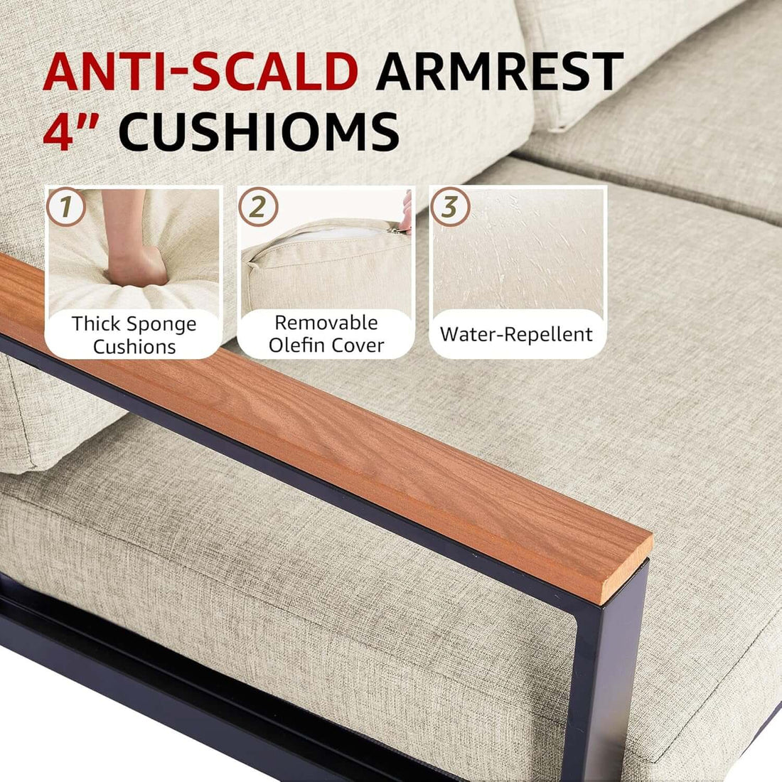 Metal Outdoor Patio Furniture Set 4 Piece With Cushions