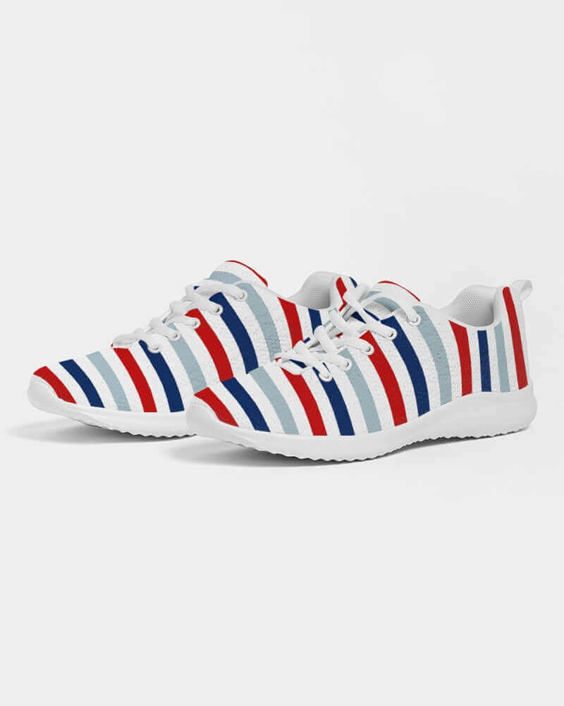 Mens Athletic Sneakers, Red White Blue Striped Shoes